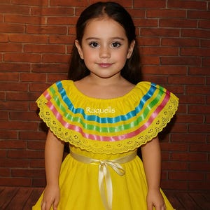 Ribbon Fiesta Dress - Girls Halloween Costume - Handmade Mexican Dress