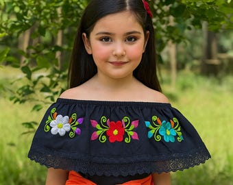Authentische Mädchen Puebla Bluse - Kinder mexikanische Bluse - Handgemachte Bluse