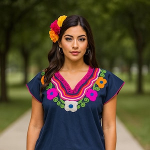 Beautiful Hand Embroidered Floral Blouse - Handmade Artisanal Blouse