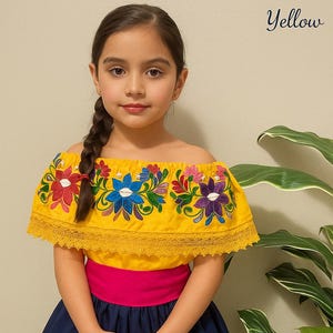 Beautiful Mexican Embroidered Blouse and Skirt Set -Traditional Girls Set - Handmade Authentic Clothing