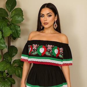 Embroidered Manta Cotton Mexican Dress: Fiesta Style - Medium