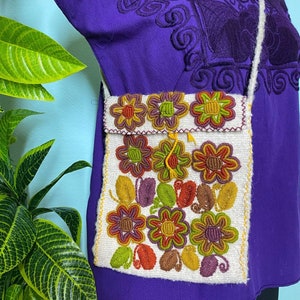 Gorgeous Hand Woven Mexican Floral Crossbody - Hand Crafted Messenger Bag - Made in Chiapas, Mexico