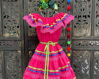 Ready to Ship Fiesta Dress - Girls Halloween Costume - Handmade Mexican Dress