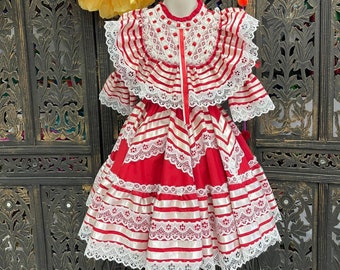 Ready to Ship Elegant Rosie Fiesta Dress - Girls Halloween Costume - Handmade Mexican Dress