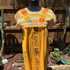 Puebla, Mexican Embroidered Dress - Traditional Artisanal Dress