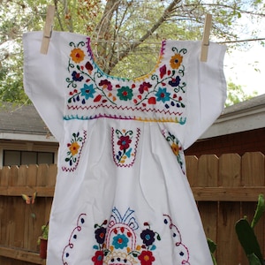 Beautiful “Chanelito” dress & Authentically Hand Embroidered by experienced Artisans from  Puebla Mexico, Sizes: 0 months old - 12 years old