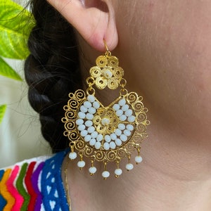 Elegant Oaxacan Filigree Earrings - Handcrafted Gold Jewelry for Festive Vibes