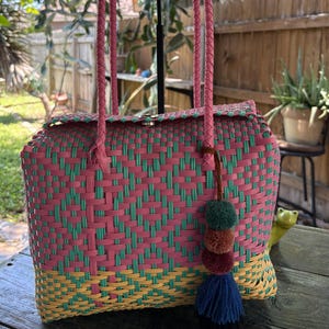 Handwoven Recycled two tone Shoulder Bag - Artisan Made Purse from Chiapas, Mexico