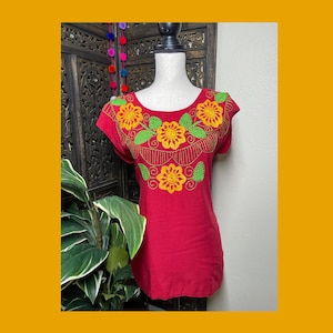 Hand Embroidered Silky Blouse - Artisanal Mexican Blouse