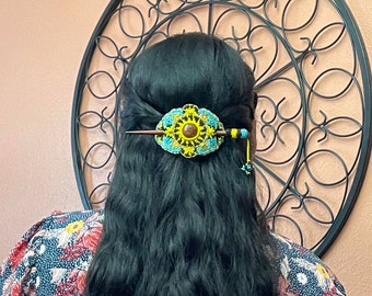 Gorgeous Hand Beaded Hair Stick Barrette - Handmade Barrette - Artisanal Hair Accessory
