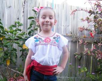 Authentic Girls Puebla Blouse - Kids Mexican Blouse - Artisanal Blouse