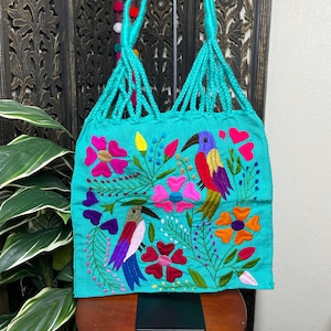 Artisanal Handwoven Mexican Floral Tote Bag, Eco-friendly, Groceries Bag, Boho look & Books Bag