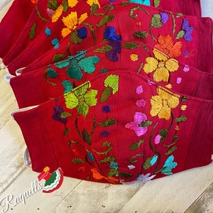 Mexican Simple Embroidered Hot pink color Face Mask - Handmade Artisanal Face Masks