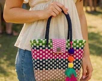 Handgeweven gerecyclede plastic lunchtas - ambachtelijk gemaakte tas uit Chiapas, Mexico