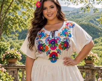 sachin and babi light blue dress Mexican Tehuacan Dress with Lace Black main image 0