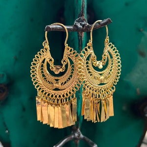 India 5cm -Traditional Mexican Artisanal Earrings - Gold Plated Circular Floral Folkloric Earrings made by our Oaxaca Artisan Partners