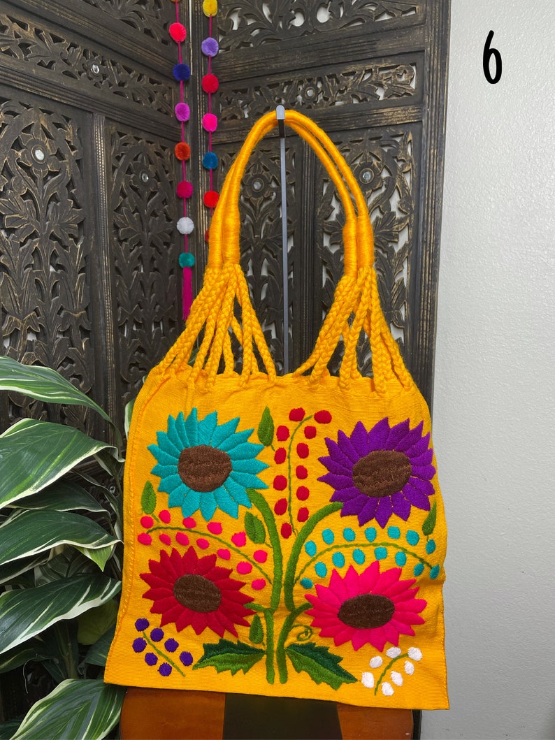 Artisanal Handwoven Mexican Floral Tote Bag, Eco-friendly, Groceries ...
