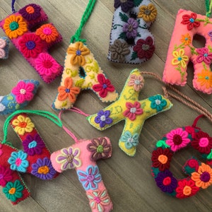 Embroidered Letter pompom - Artisanal Initial pompom