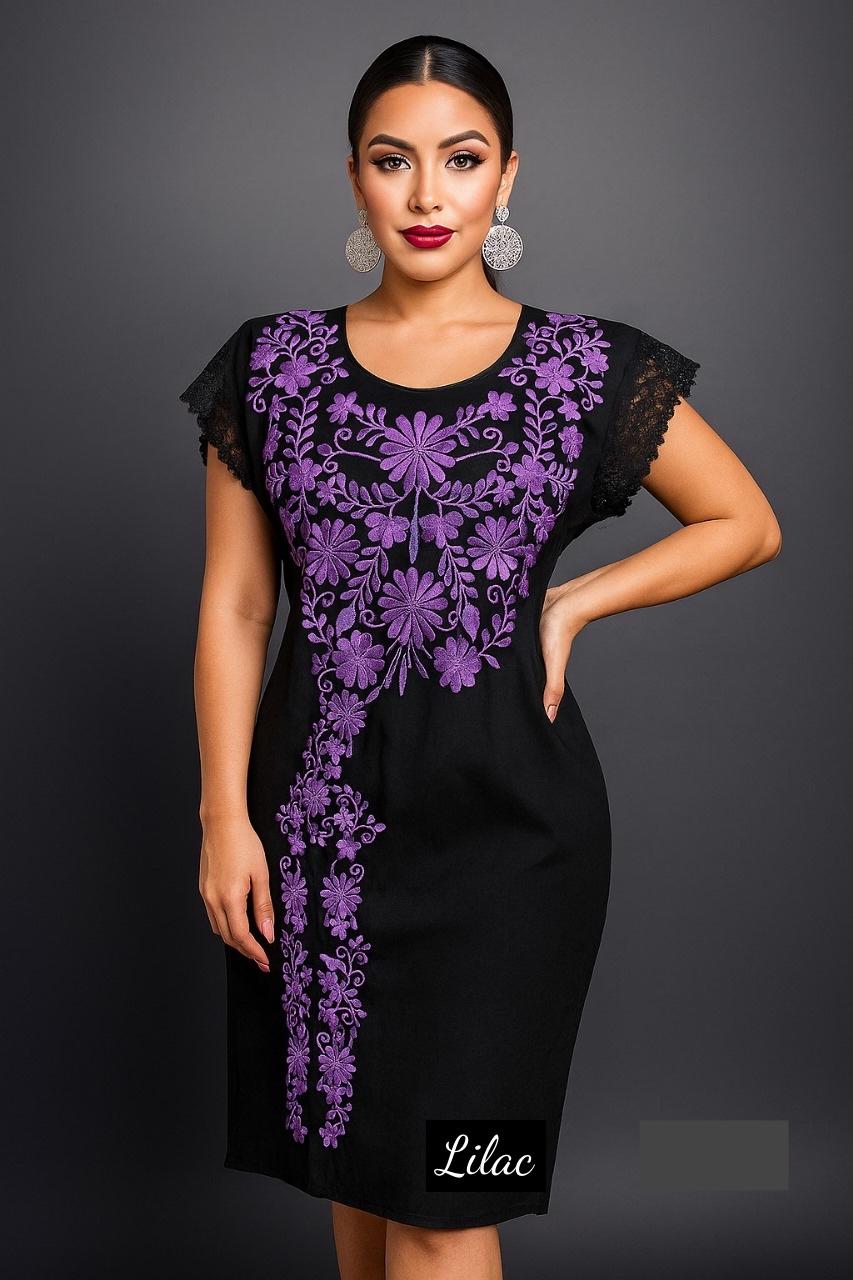 long black dress with embroidered flowers Sakkas Maya Midi Floral Embroidered Sleeveless Button Up Rayon Dress 1X/2X / Turquoise