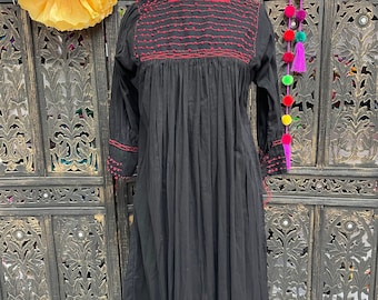 Beautiful Handmade Mexican Embroidered Halloween Dress - Loose Fit Dress - Small/Medium