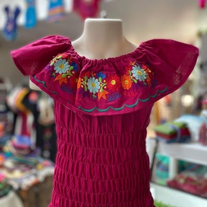 Floral Embroidered Elastic Girl’s Top - Handmade Girl’s Blouse - Artisanal Embroidery