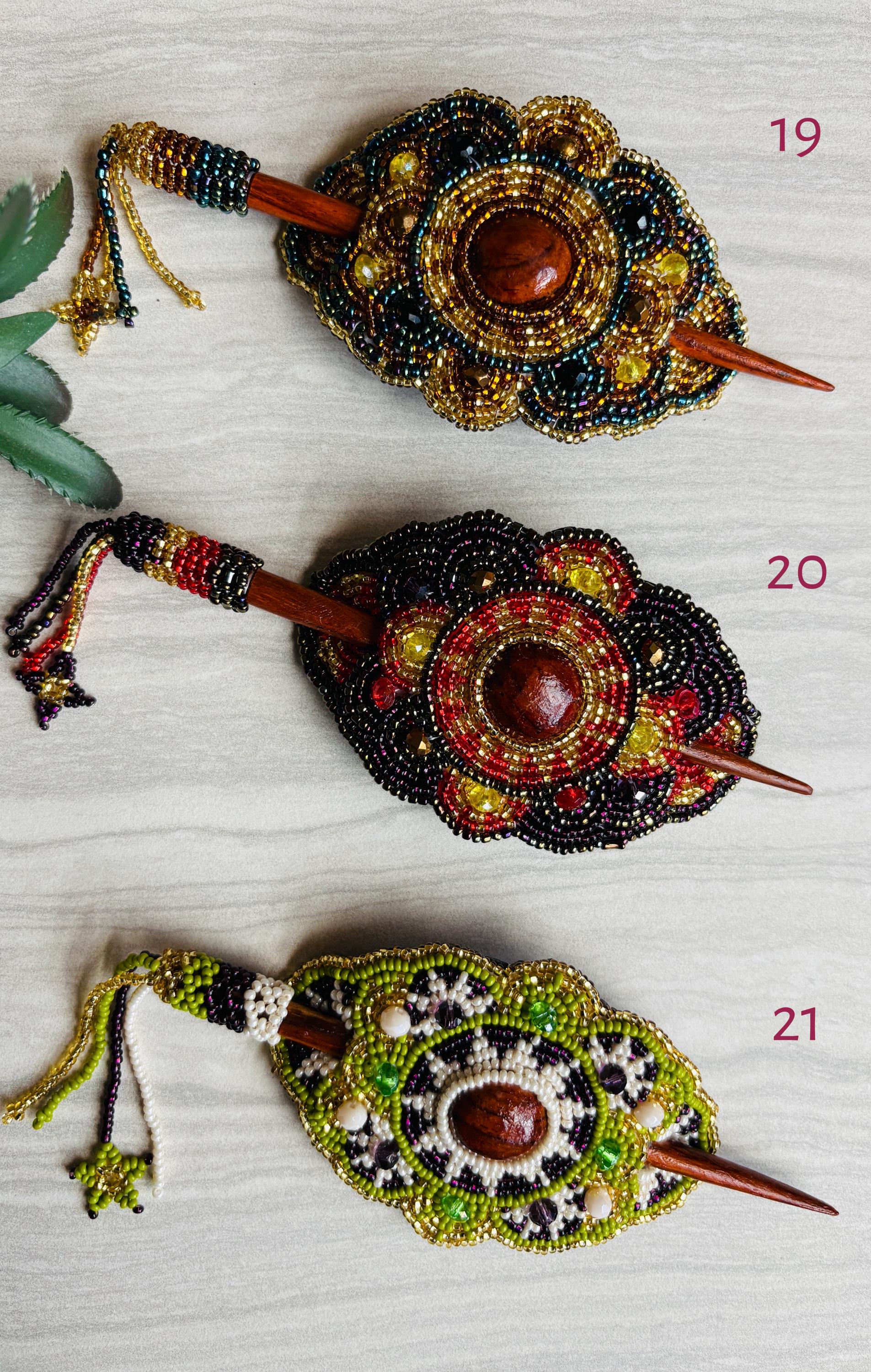 Hand Beaded Hair Stick Barrette: Artisanal Hair Accessory - Etsy