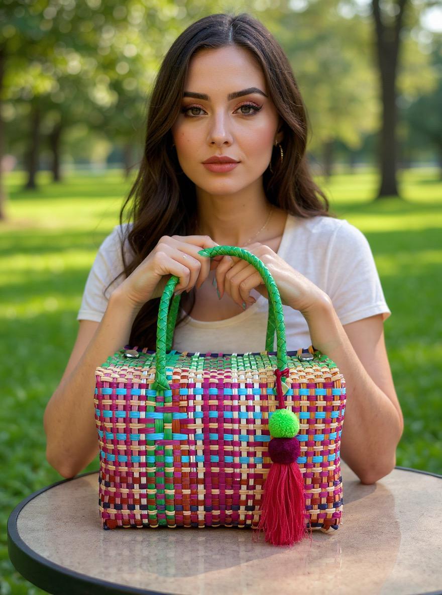 Super Cute Handwoven Recycled Top Handle Bag - Artisan Made Purse