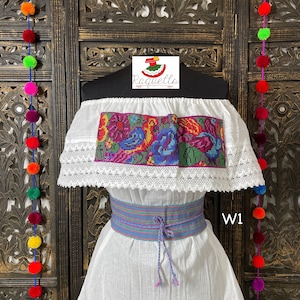 White Off Shoulder Cross-stitched Floral Design Blouse - Artisanal Flower Blouse