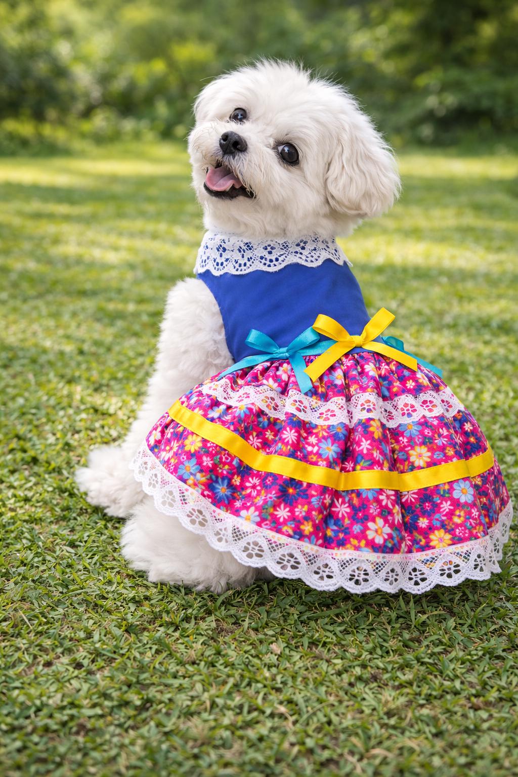 cute dog dresses Blue Polka Dot Dress with Matching Leash School Style New Design Cute