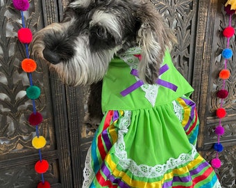 Colorful Handmade Jalisco Ribbon Dress for Small Pets - Perfect Pet Fashion Statement
