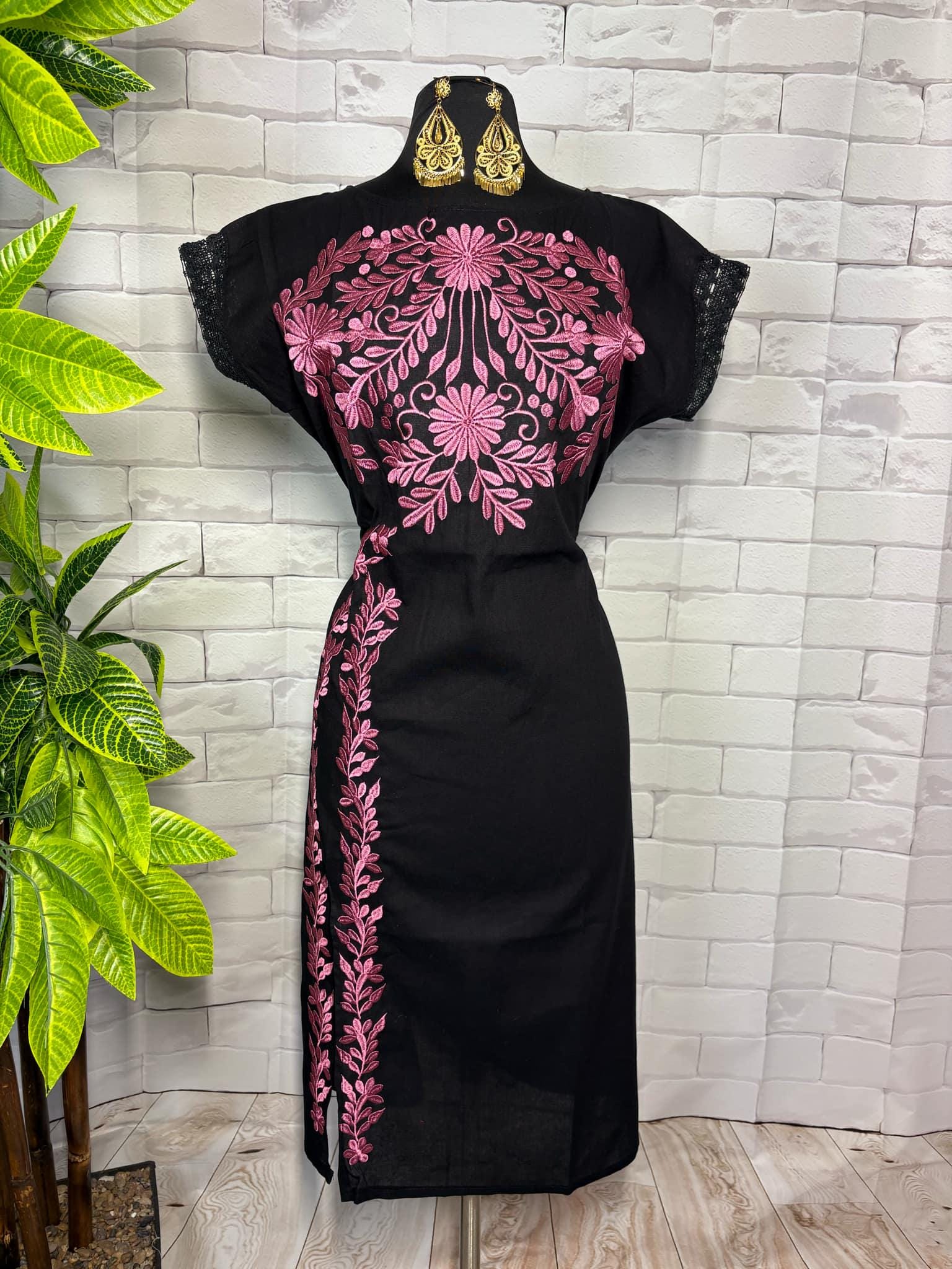 harlow embroidered denim mini dress Girl In Mind Maya Wrap Tiered Blue Embroidered Midi Dress – Love My Apparel main image 1