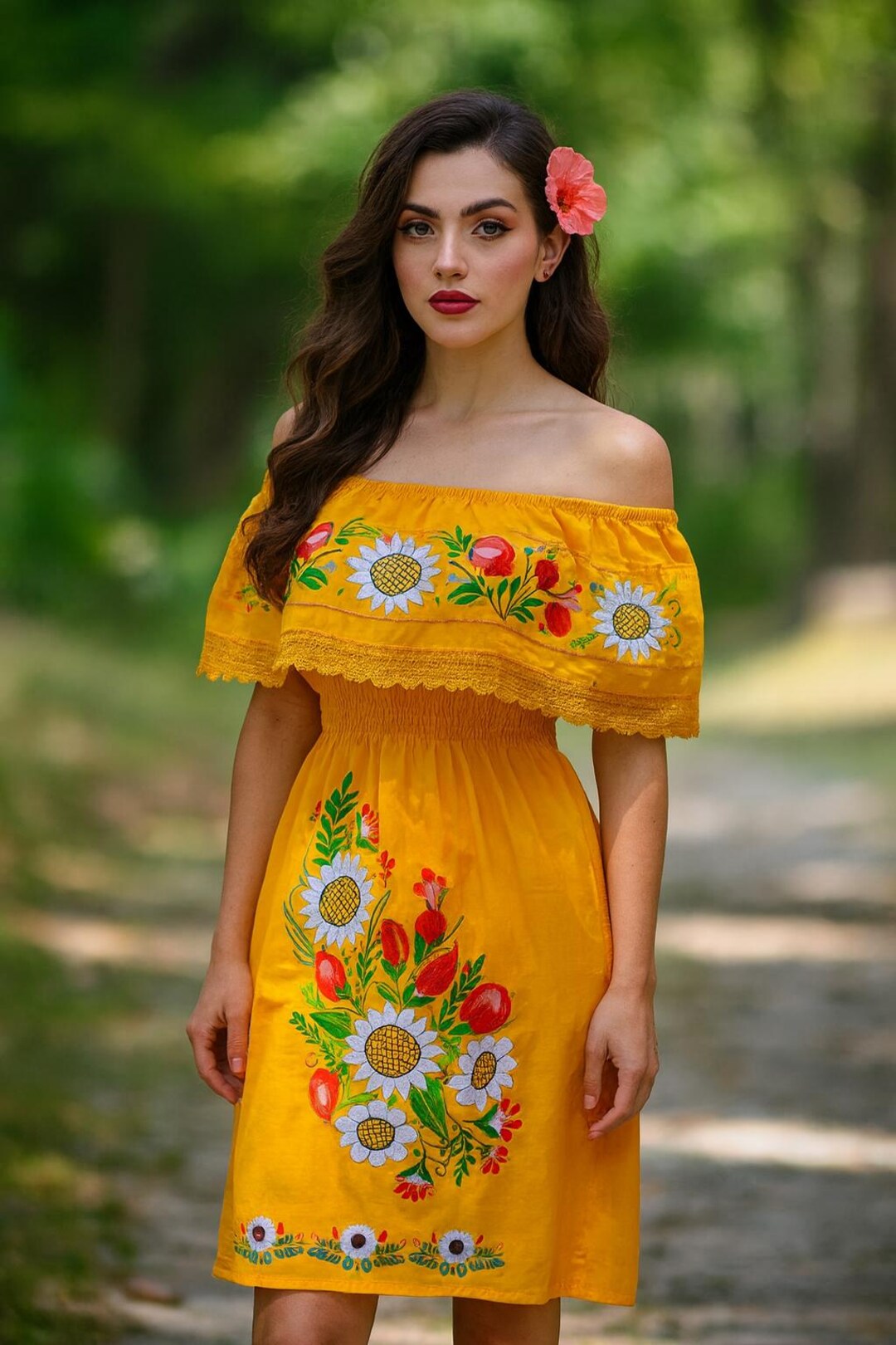 Modern Outfit Female Mexican Party Dress Mexican Bodycon Dress Emilia  Floral Embroidered Mexican Dress- Vestido Mexicano
