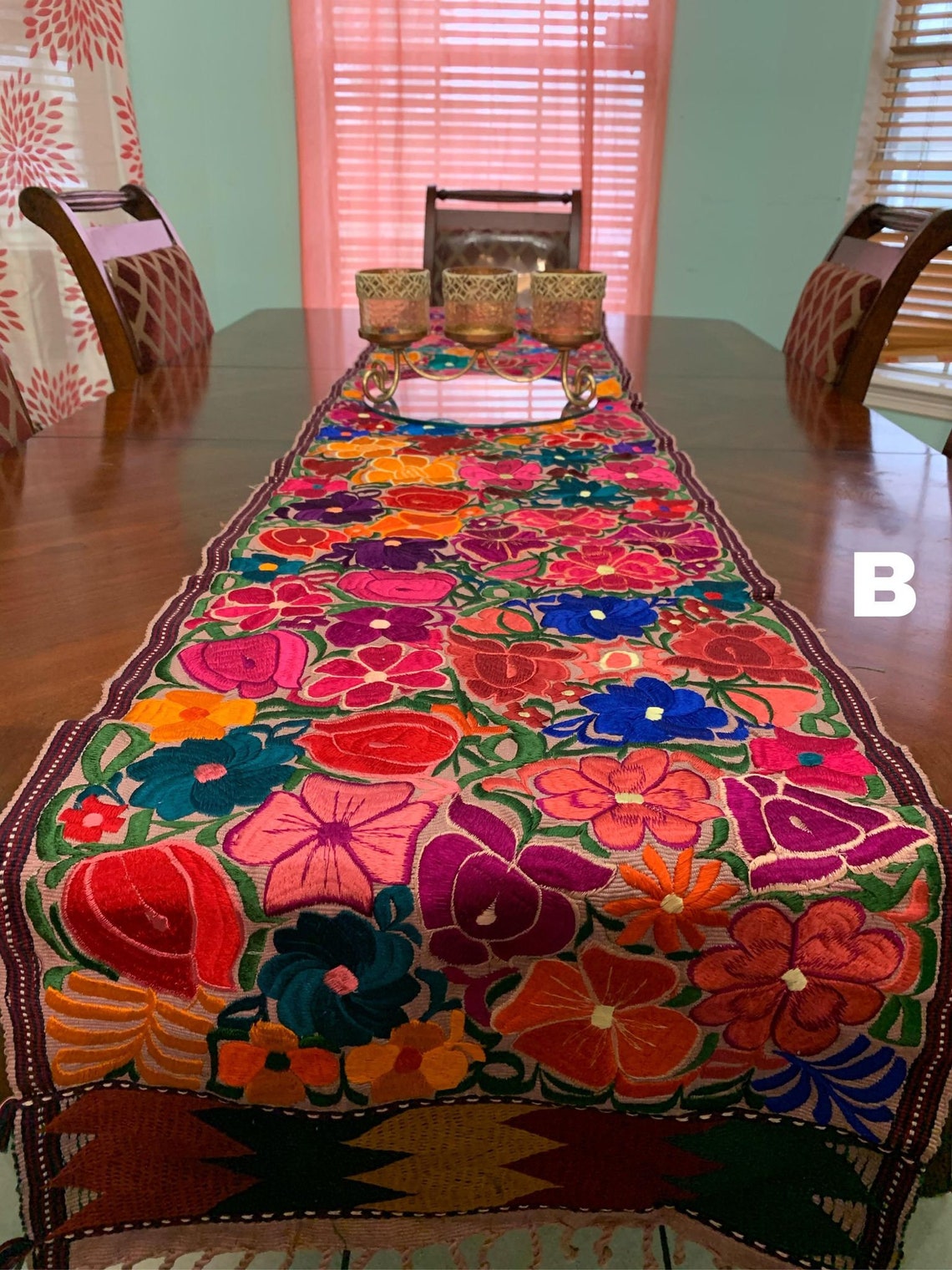 Mexican Table Runner Handwoven Table Runner Embroidered