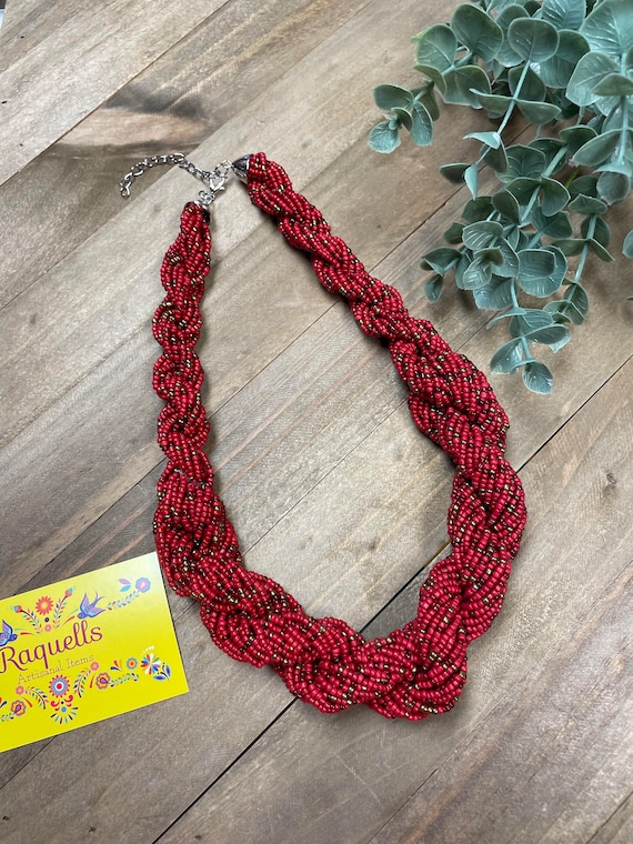 Beautiful Artisanal Mexican Beaded Jewelry - Braided Necklace