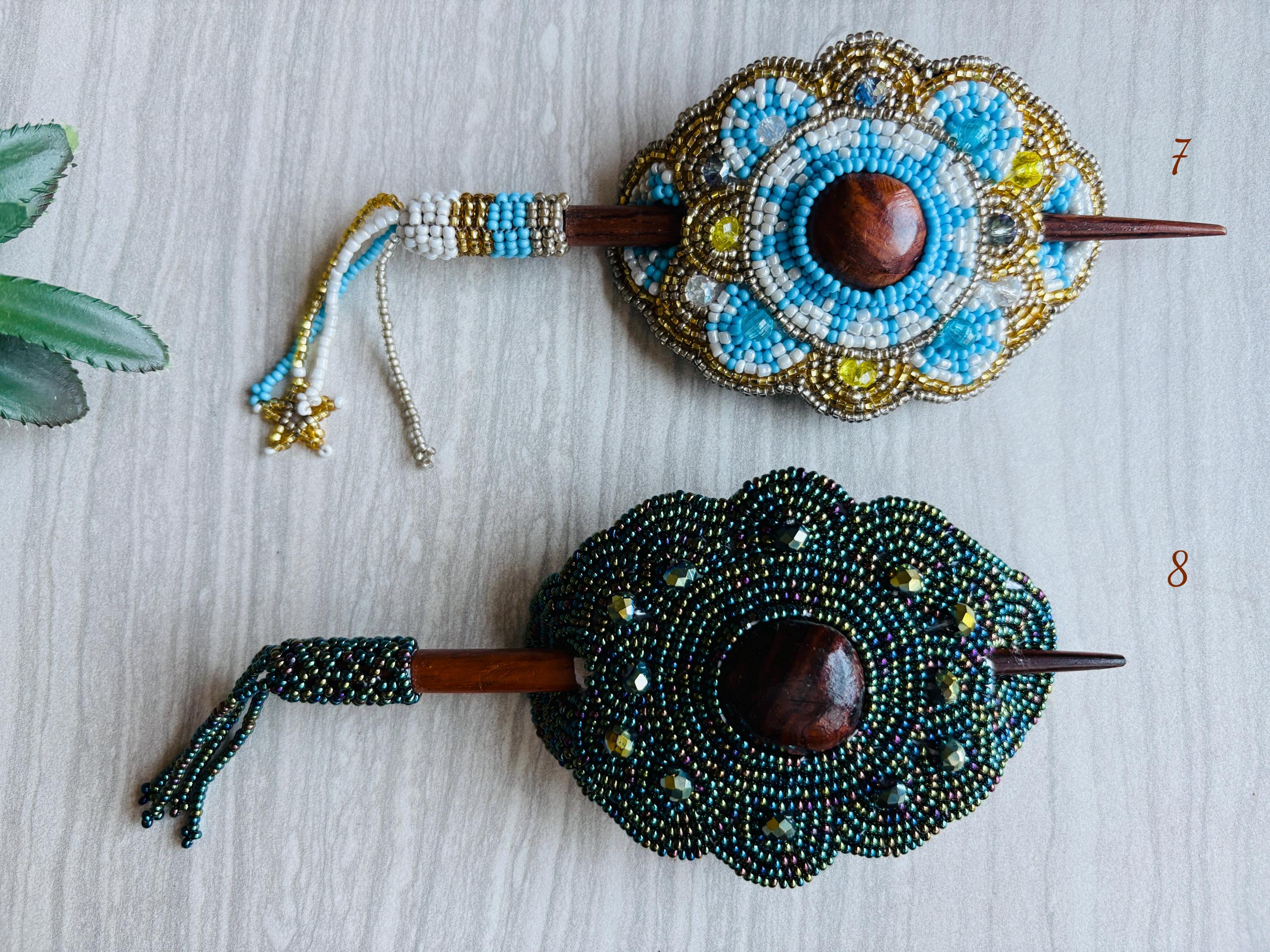 Gorgeous Hand Beaded Hair Stick Barrette - Handmade Barrette  display picture 1