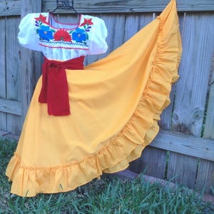 Girls Mexican Skirt Traditional Folklorico Skirt image 10