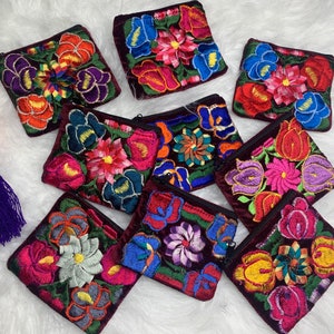 Velvet Maroon Embroidered Coin Bags - Handmade Coin Bag