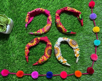 Hand Embroidered Sunflower Headbands - Artisanal Headbands - Handcrafted Headbands - B