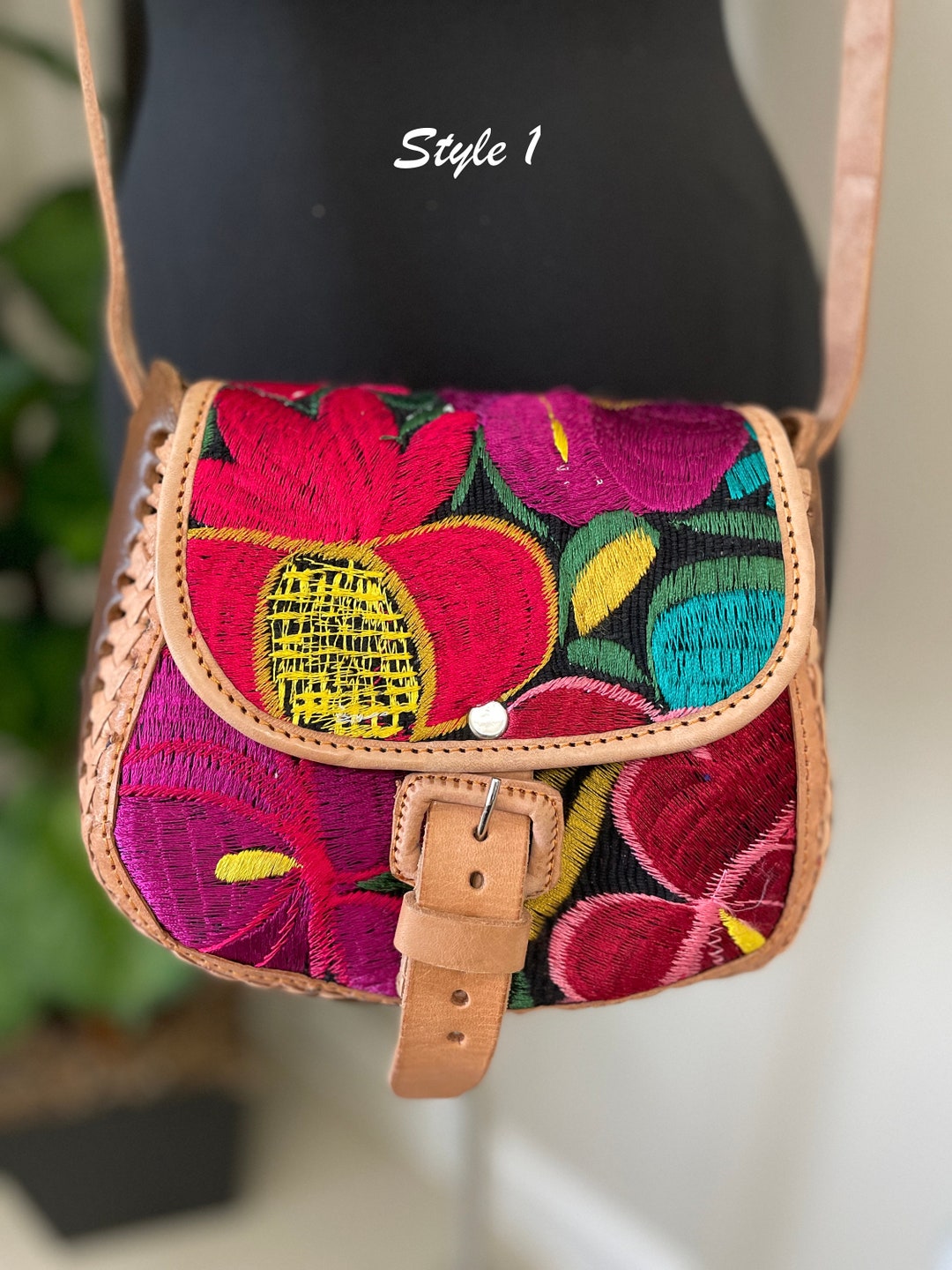 Beautiful Leather Crossbody Purse - Embroidered Genuine Leather Bag - Etsy