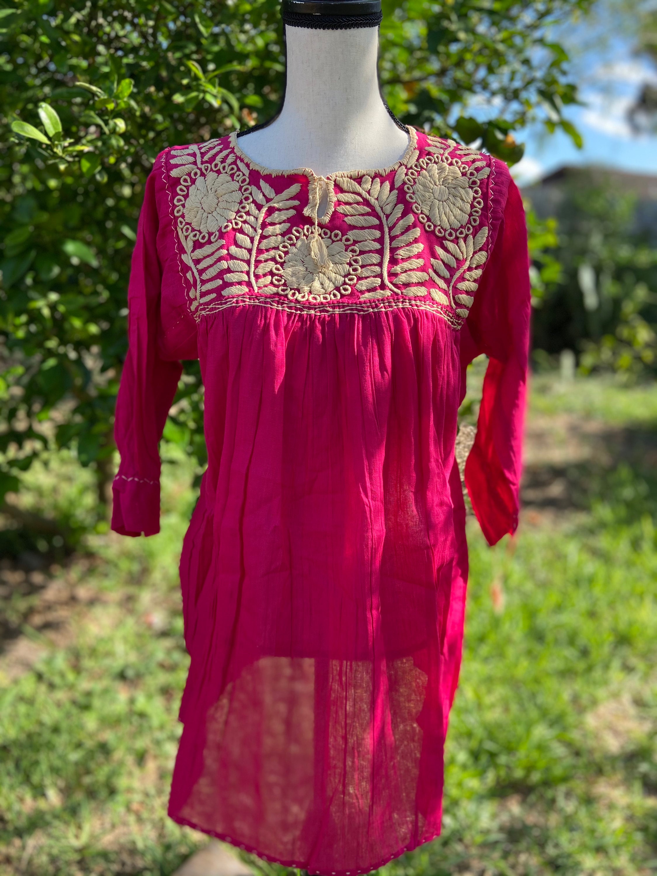 Hot Pink Gauze Blouse W/gorgeous Embroidered Sun Flowers - Etsy UK