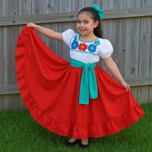 mexican birthday dress Zrbywb Kids Child Girls Clothes Mexican Traditional Dress National Style Long Sleeve Dance Princess Dress With Headdress Flower Carnival Birthday