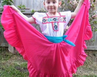 Girls Mexican Skirt - Traditional Folklorico Skirt