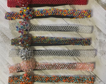 Handmade Colorful Beaded Headband Elastic Multicolor Artisan Hair Accessory Boho Amazon.com : GENBREE Boho Daisy Headband Rainbow Braided  main image 4