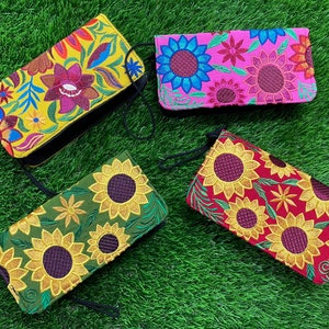Portefeuilles floraux artisanaux faits main - Broderie florale - Portefeuille mexicain