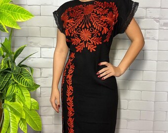 long black dress with embroidered flowers Mini Maya Dress main image 0