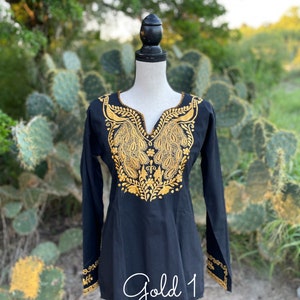 Beautiful Peacock Embroidered Blouse - Handmade Artisanal Blouse - Size SMALL