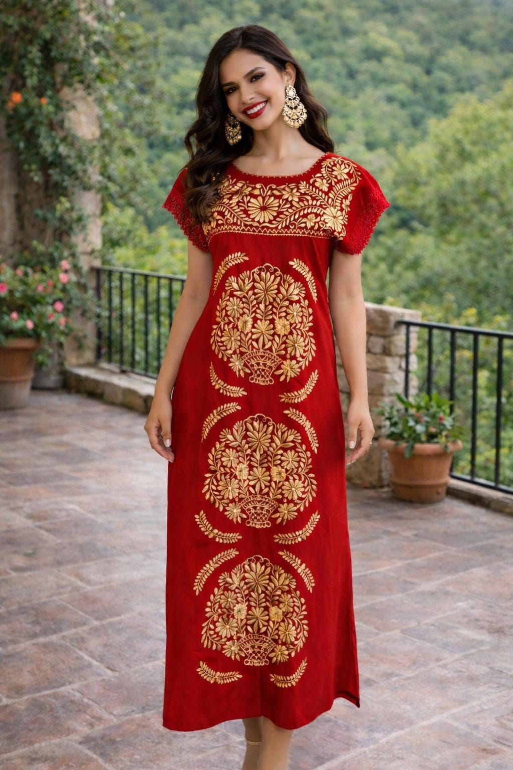 mexican evening dress Embroidered Mexican Evening Dress main image 0