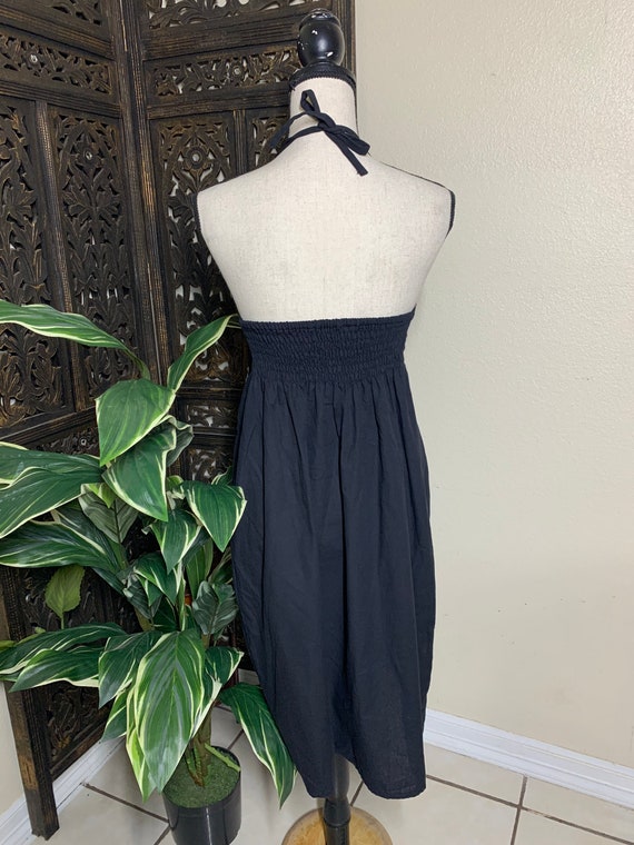 green emerald velvet dress GLS Long Black Formal Halter Neck Prom Dress - Beaded Bodice - Size M