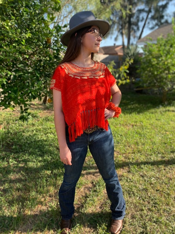Top de Flecos Artesanal Blusa Mexicana de Flecos Talla Grande Etsy Mexico