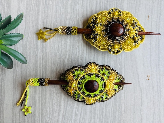 Hand Crafted Beaded Floral Cameo Barrette 3D Wearable Art Hair Accessories 4611946844824703328.jpg main image 2